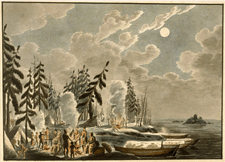 Camp par une nuit froide sur les rives inhospitalières du lac Winnipeg, 1821