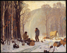 Early winter morning in the woods, Baie-Saint-Paul, ca. 1922, by Clarence Gagnon