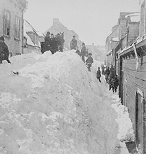 Snow in the streets, Quebec City, ca. 1870-1880, by L.P. Vallée