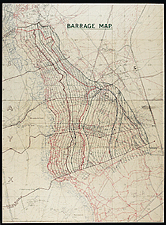 Map for the Canadian artillery barrage, Vimy Ridge, 1917