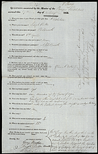 Quarantine questionnaire, Grosse Île, May 30, 1832