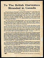 Poster addressed to British farm workers in Canada