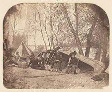 Au bord de la rivière Rouge, campement des membres de l'expédition de l'Assiniboine et de la Saskatchewan, 1858
