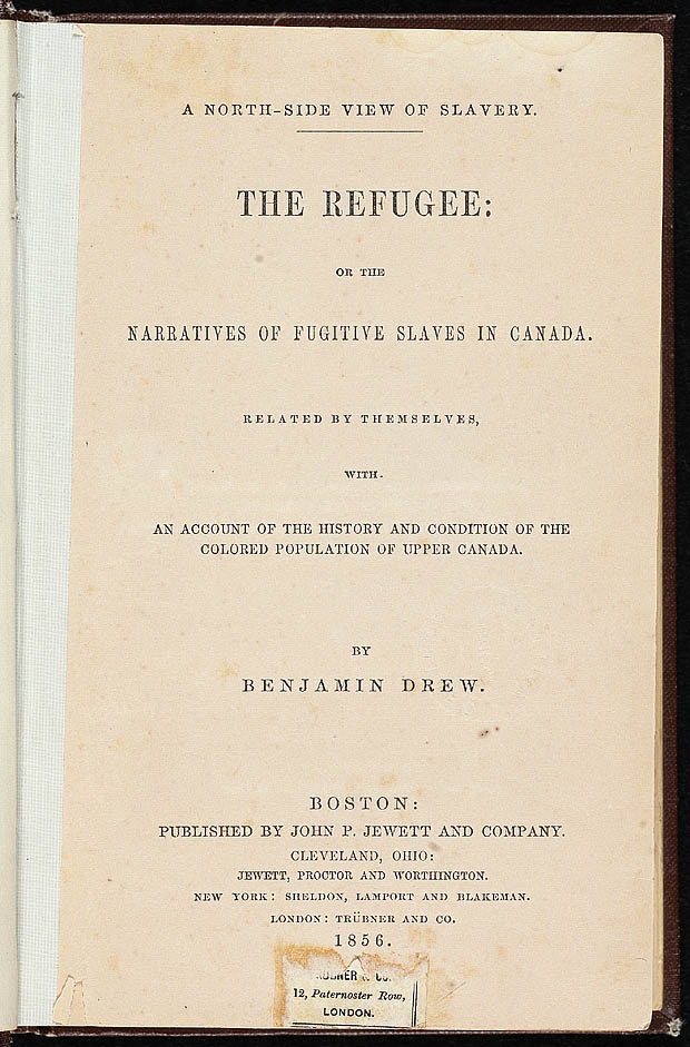 Title page of The Refugee, 1856