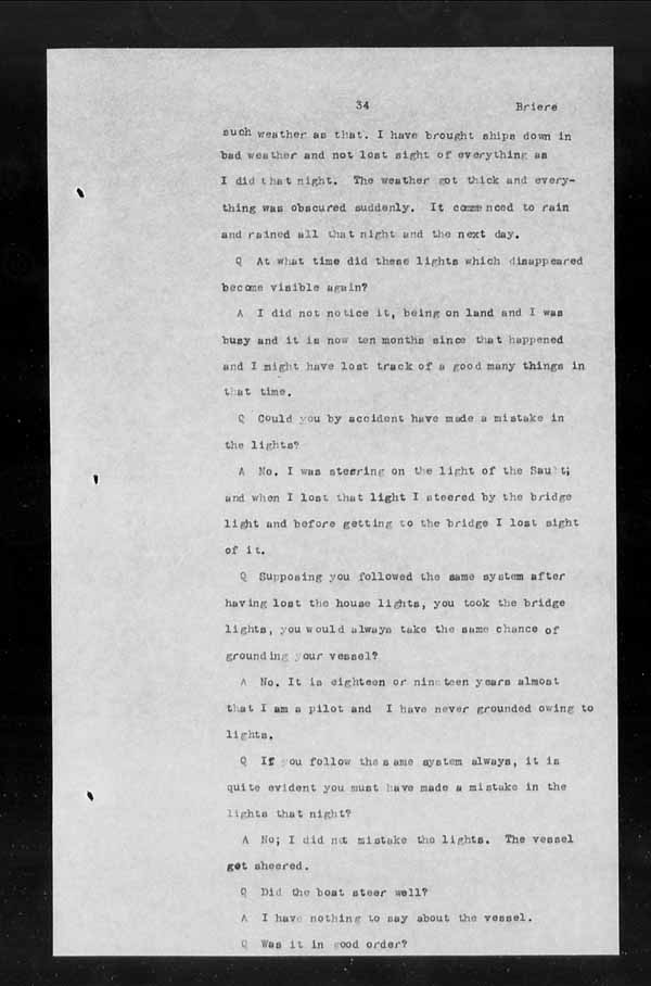 Wrecks, Casualties and Salvage - Formal Investigations - S.S. INISHOWEN HEAD