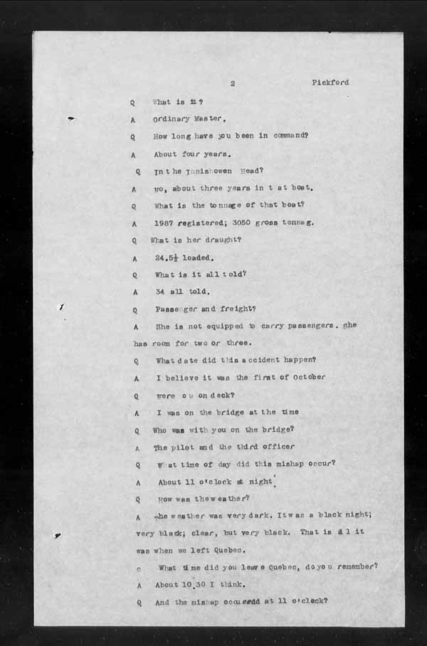Wrecks, Casualties and Salvage - Formal Investigations - S.S. INISHOWEN HEAD