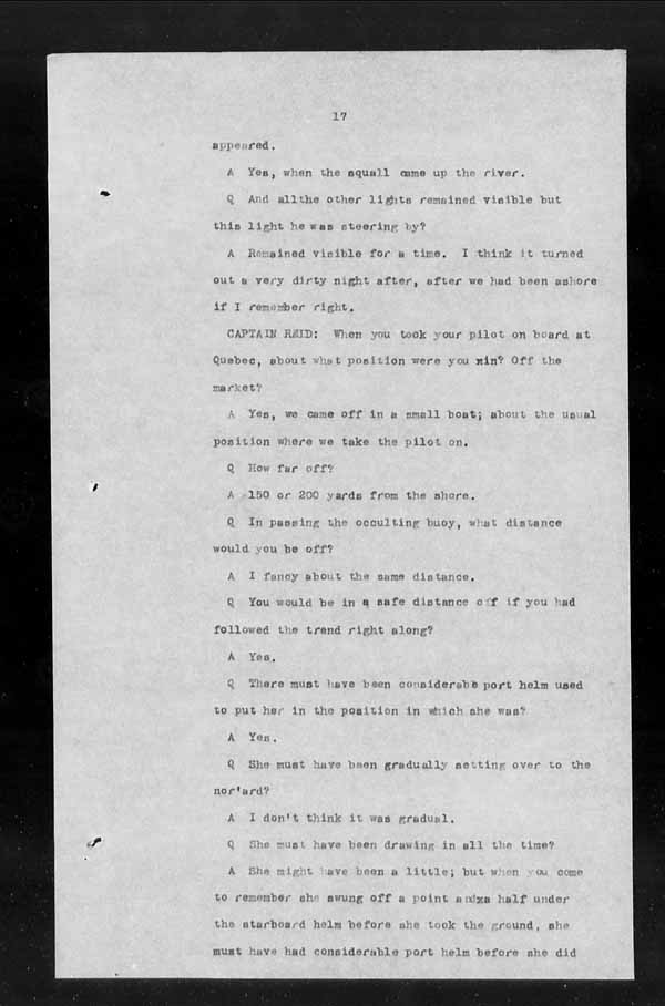 Wrecks, Casualties and Salvage - Formal Investigations - S.S. INISHOWEN HEAD