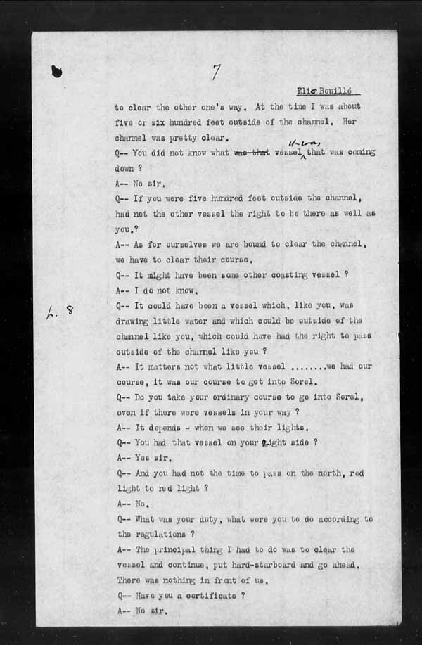 Wrecks, Casualties and Salvage - Formal Investigations - Collision Between S.S. CAPE BRETON and S.S. CANADA