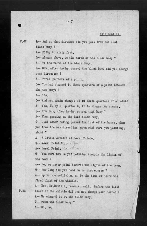 Wrecks, Casualties and Salvage - Formal Investigations - Collision Between S.S. CAPE BRETON and S.S. CANADA