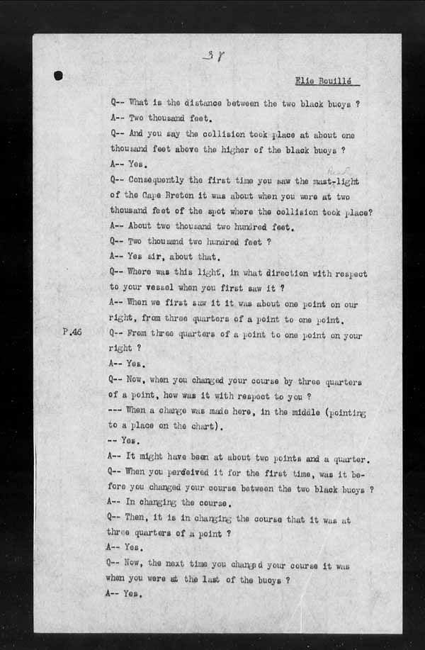 Wrecks, Casualties and Salvage - Formal Investigations - Collision Between S.S. CAPE BRETON and S.S. CANADA