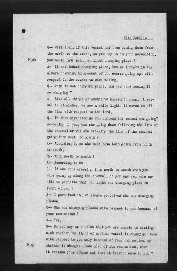 Wrecks, Casualties and Salvage - Formal Investigations - Collision Between S.S. CAPE BRETON and S.S. CANADA