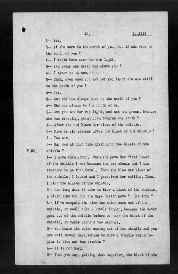 Wrecks, Casualties and Salvage - Formal Investigations - Collision Between S.S. CAPE BRETON and S.S. CANADA