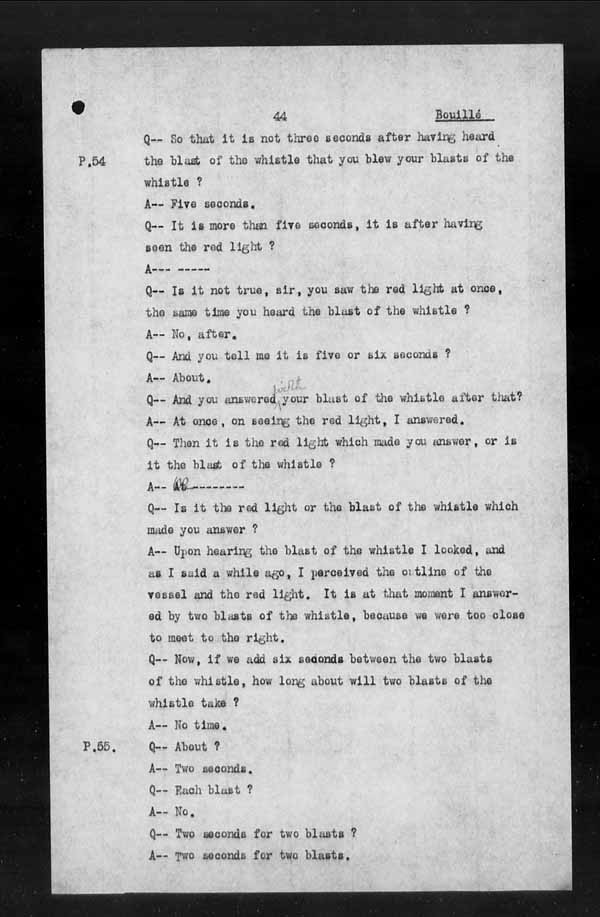 Wrecks, Casualties and Salvage - Formal Investigations - Collision Between S.S. CAPE BRETON and S.S. CANADA