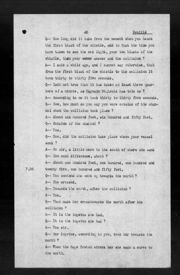 Wrecks, Casualties and Salvage - Formal Investigations - Collision Between S.S. CAPE BRETON and S.S. CANADA