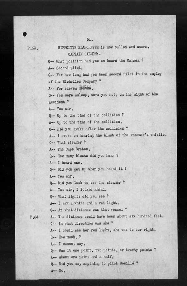 Wrecks, Casualties and Salvage - Formal Investigations - Collision Between S.S. CAPE BRETON and S.S. CANADA