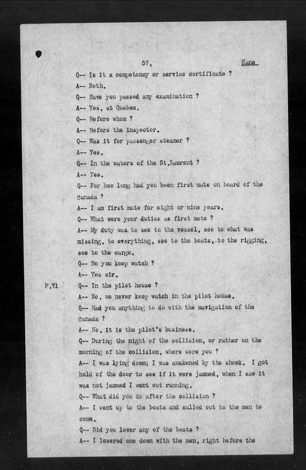 Wrecks, Casualties and Salvage - Formal Investigations - Collision Between S.S. CAPE BRETON and S.S. CANADA