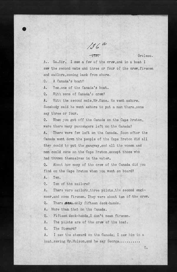 Wrecks, Casualties and Salvage - Formal Investigations - Collision Between S.S. CAPE BRETON and S.S. CANADA