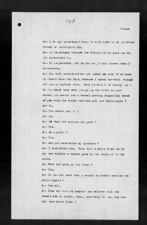 Wrecks, Casualties and Salvage - Formal Investigations - Collision Between S.S. CAPE BRETON and S.S. CANADA
