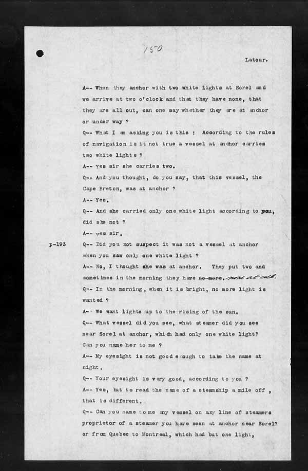 Wrecks, Casualties and Salvage - Formal Investigations - Collision Between S.S. CAPE BRETON and S.S. CANADA
