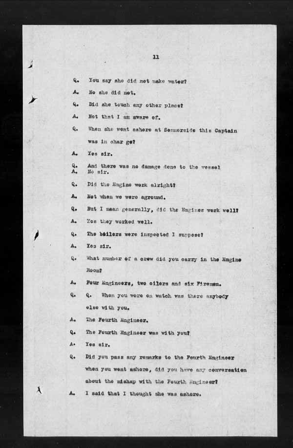 Wrecks, Casualties and Salvage - Formal Investigations - S.S. CAMPANA