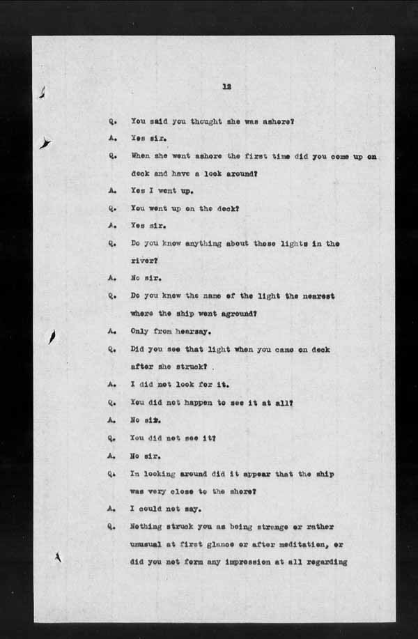 Wrecks, Casualties and Salvage - Formal Investigations - S.S. CAMPANA