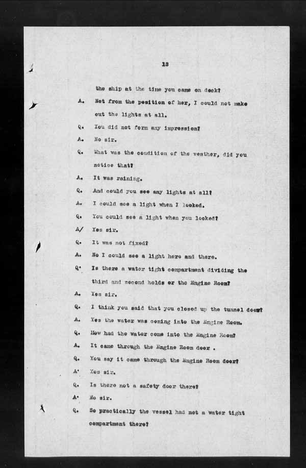 Wrecks, Casualties and Salvage - Formal Investigations - S.S. CAMPANA