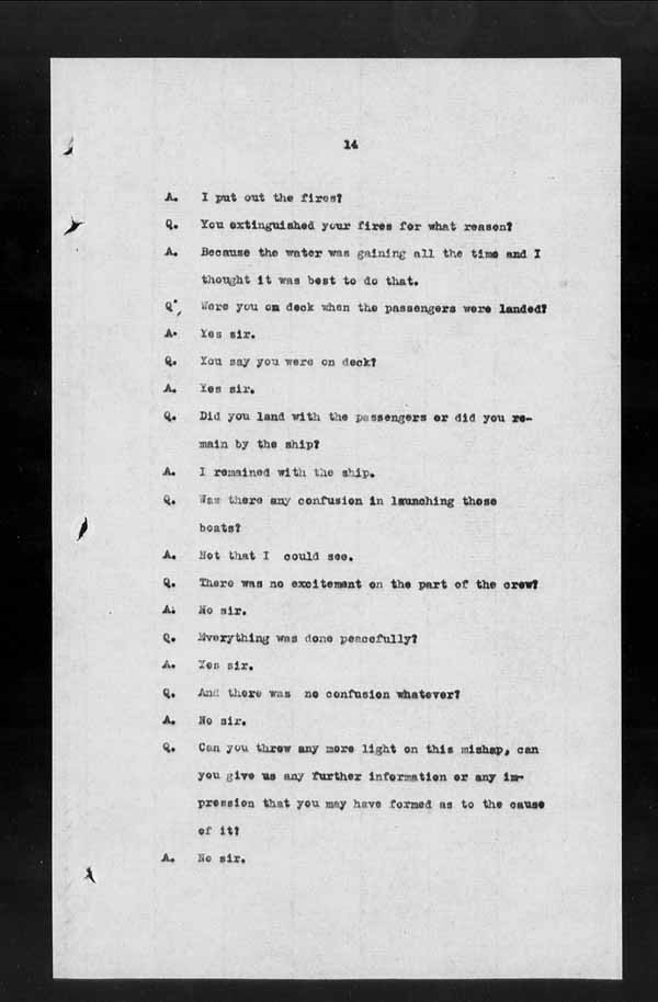 Wrecks, Casualties and Salvage - Formal Investigations - S.S. CAMPANA