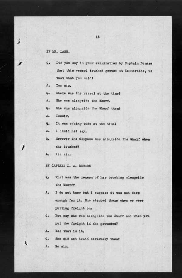 Wrecks, Casualties and Salvage - Formal Investigations - S.S. CAMPANA