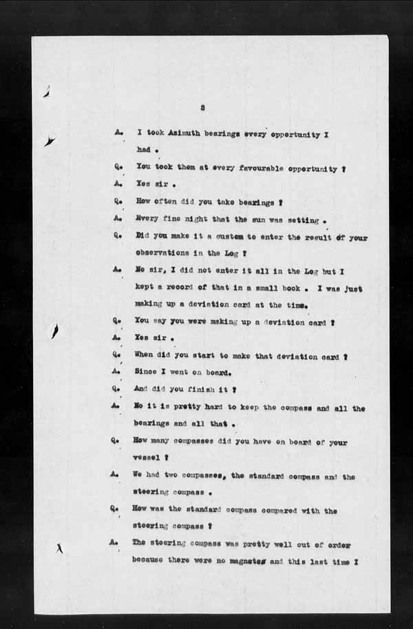 Wrecks, Casualties and Salvage - Formal Investigations - S.S. CAMPANA