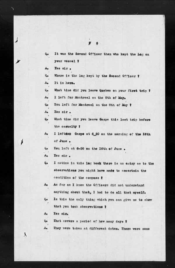 Wrecks, Casualties and Salvage - Formal Investigations - S.S. CAMPANA
