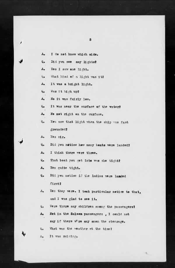 Wrecks, Casualties and Salvage - Formal Investigations - S.S. CAMPANA