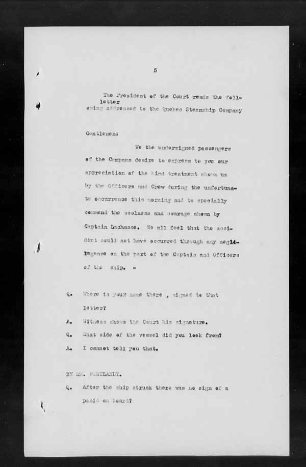 Wrecks, Casualties and Salvage - Formal Investigations - S.S. CAMPANA