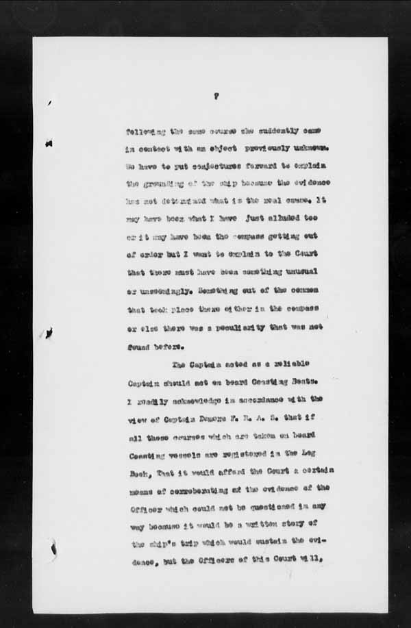 Wrecks, Casualties and Salvage - Formal Investigations - S.S. CAMPANA