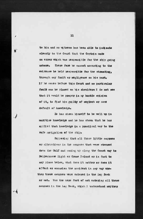 Wrecks, Casualties and Salvage - Formal Investigations - S.S. CAMPANA