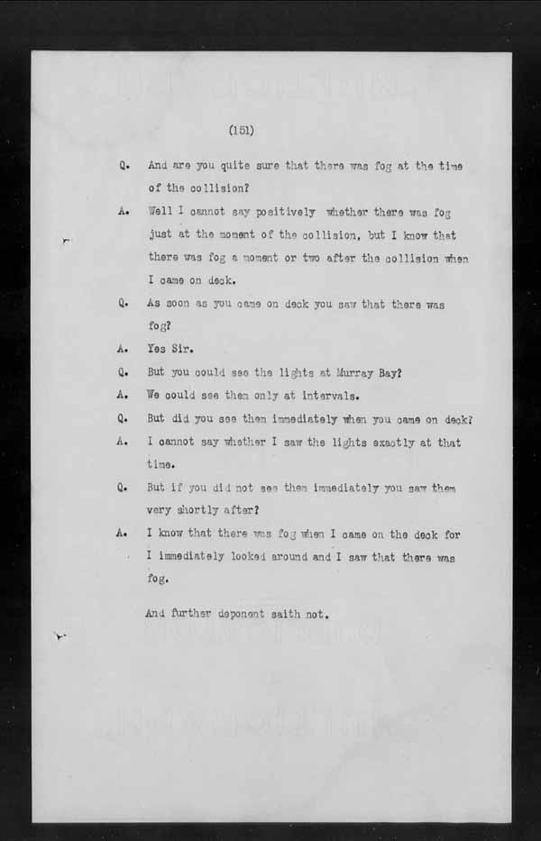 Wrecks, Casualties and Salvage - Formal Investigations - Collision Between S.S. GENERAL WOLFE and S.S. ARANMORE