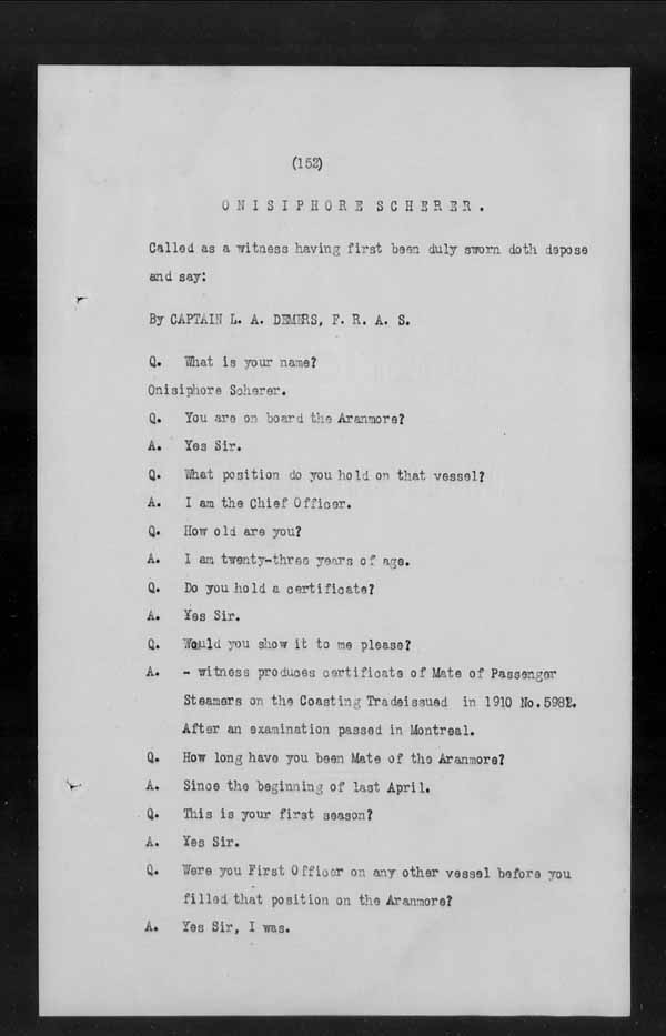 Wrecks, Casualties and Salvage - Formal Investigations - Collision Between S.S. GENERAL WOLFE and S.S. ARANMORE