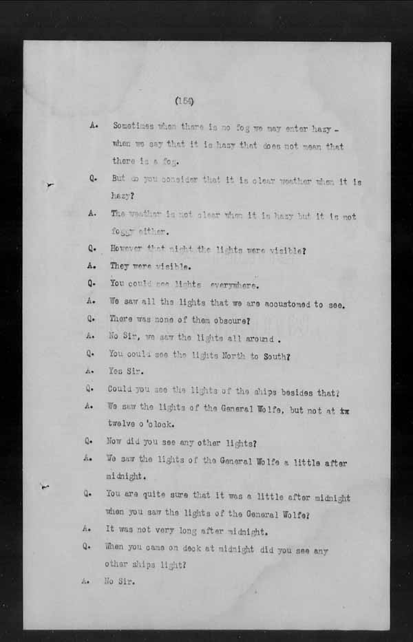 Wrecks, Casualties and Salvage - Formal Investigations - Collision Between S.S. GENERAL WOLFE and S.S. ARANMORE