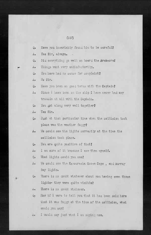 Wrecks, Casualties and Salvage - Formal Investigations - Collision Between S.S. GENERAL WOLFE and S.S. ARANMORE