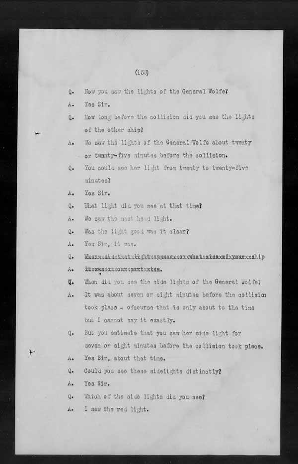 Wrecks, Casualties and Salvage - Formal Investigations - Collision Between S.S. GENERAL WOLFE and S.S. ARANMORE