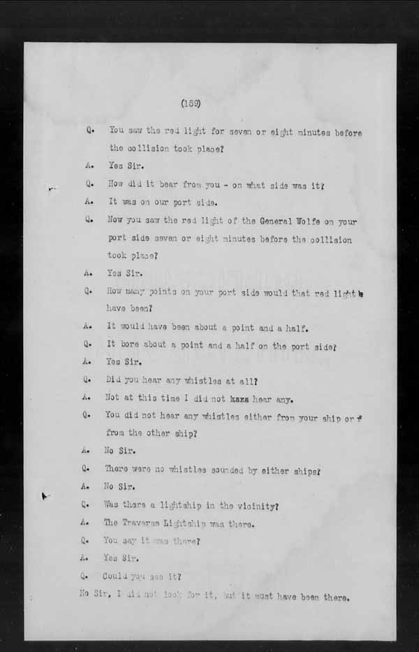 Wrecks, Casualties and Salvage - Formal Investigations - Collision Between S.S. GENERAL WOLFE and S.S. ARANMORE