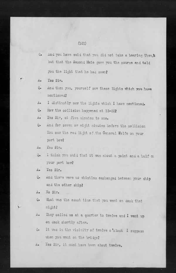 Wrecks, Casualties and Salvage - Formal Investigations - Collision Between S.S. GENERAL WOLFE and S.S. ARANMORE