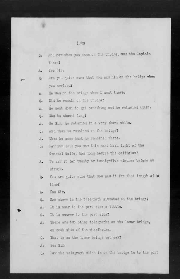 Wrecks, Casualties and Salvage - Formal Investigations - Collision Between S.S. GENERAL WOLFE and S.S. ARANMORE