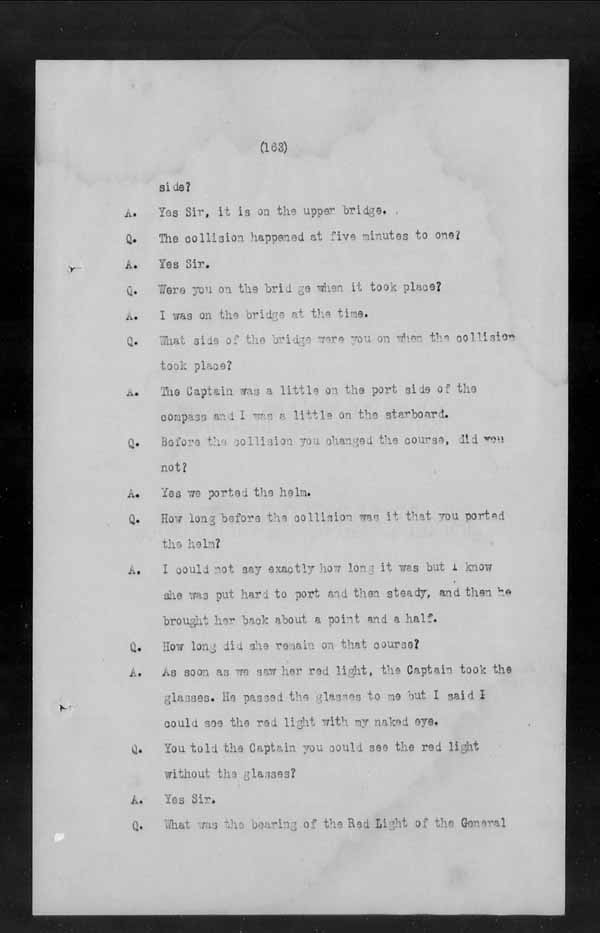 Wrecks, Casualties and Salvage - Formal Investigations - Collision Between S.S. GENERAL WOLFE and S.S. ARANMORE
