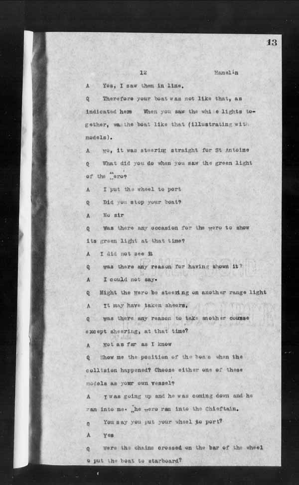 Wrecks, Casualties and Salvage - Formal Investigations - Collision Between S.S. HERO and CHIEFTAN III