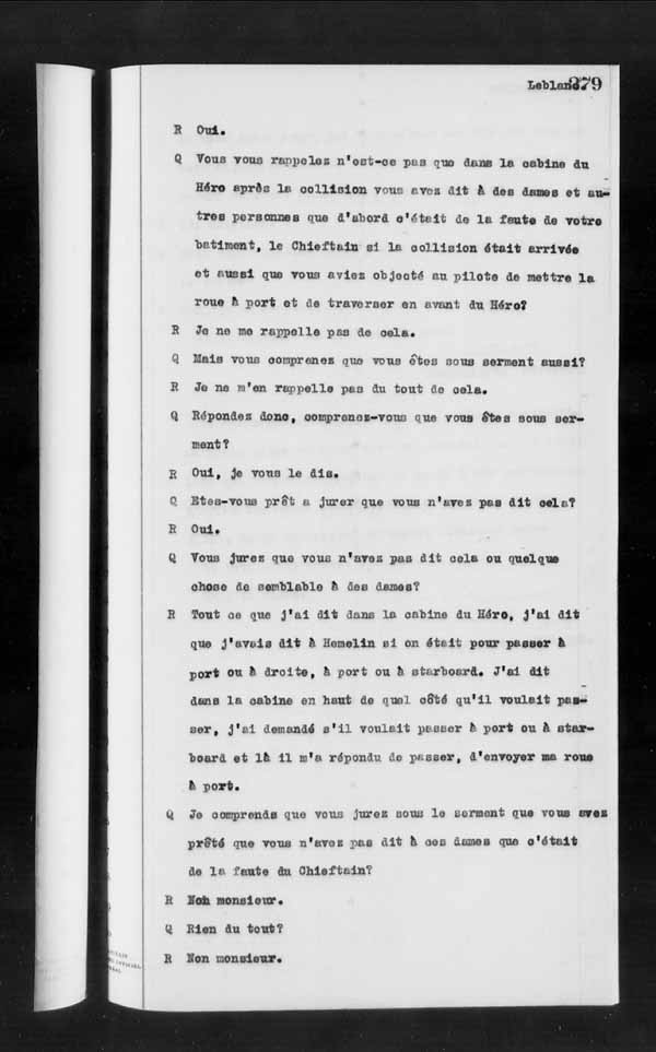 Wrecks, Casualties and Salvage - Formal Investigations - Collision Between S.S. HERO and CHIEFTAN III