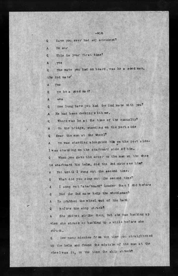 Wrecks, Casualties and Salvage - Formal Investigations - S.S. ATHABASKA
