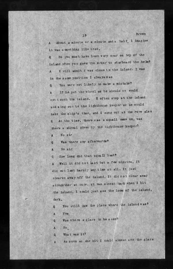 Wrecks, Casualties and Salvage - Formal Investigations - S.S. ATHABASKA