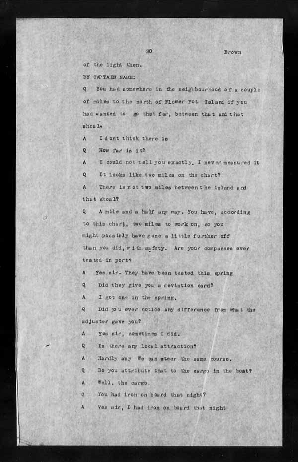Wrecks, Casualties and Salvage - Formal Investigations - S.S. ATHABASKA