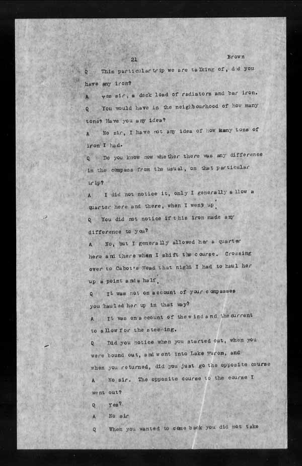 Wrecks, Casualties and Salvage - Formal Investigations - S.S. ATHABASKA