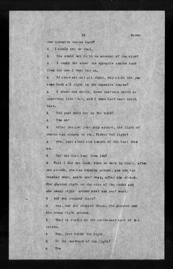 Wrecks, Casualties and Salvage - Formal Investigations - S.S. ATHABASKA